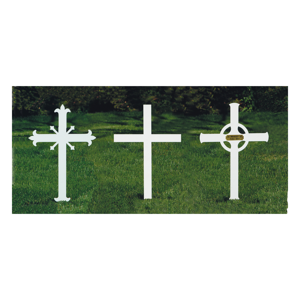 Koley's white powdercoat steel memorial cross