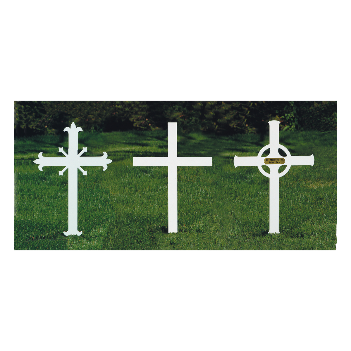 Koley's white powdercoat steel memorial cross