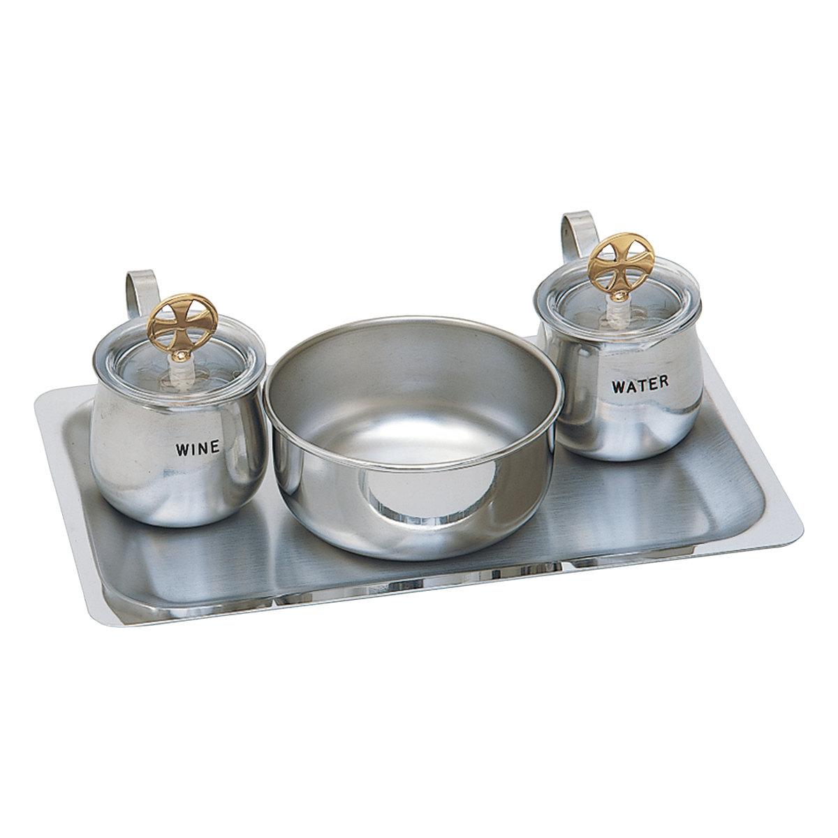 Koley's K425 stainless steel cruet set with gold plated cross