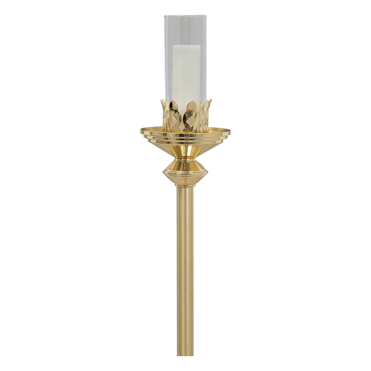 Koley's K437 brass processional torch with glass cylinder