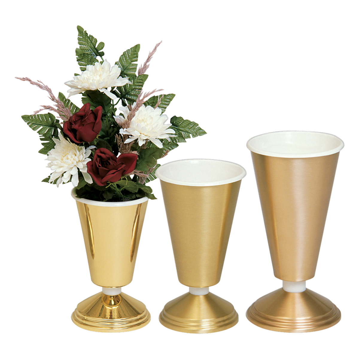 Koley's K474 polished brass vase with aluminum liner