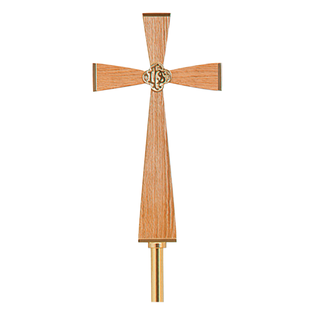 Koley's K490 brass and oak processional cross – alternate view 2 of 2