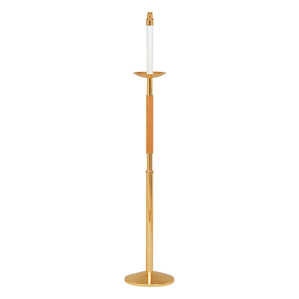 Koley's K491 brass and oak processional candlestick
