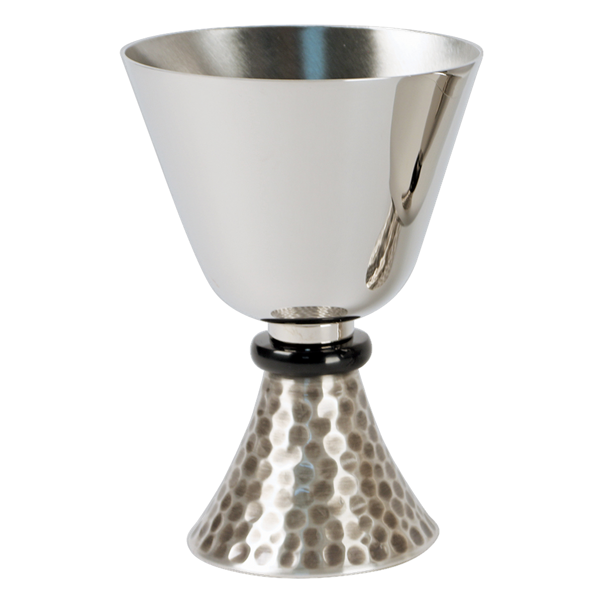 Koley's K594 stainless steel chalice with black node and hammered base