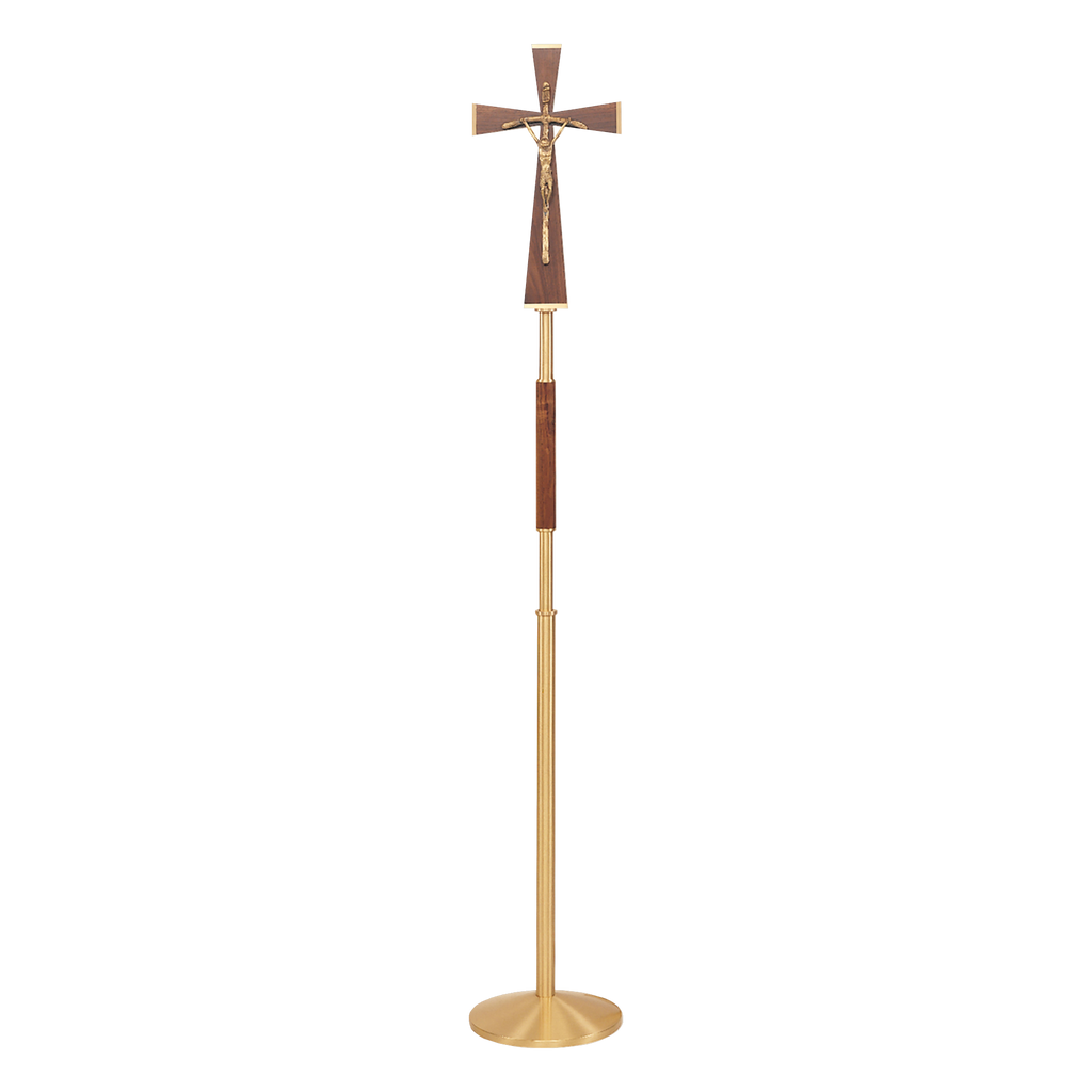 Koley's K630 satin bronze processional crucifix with walnut cross