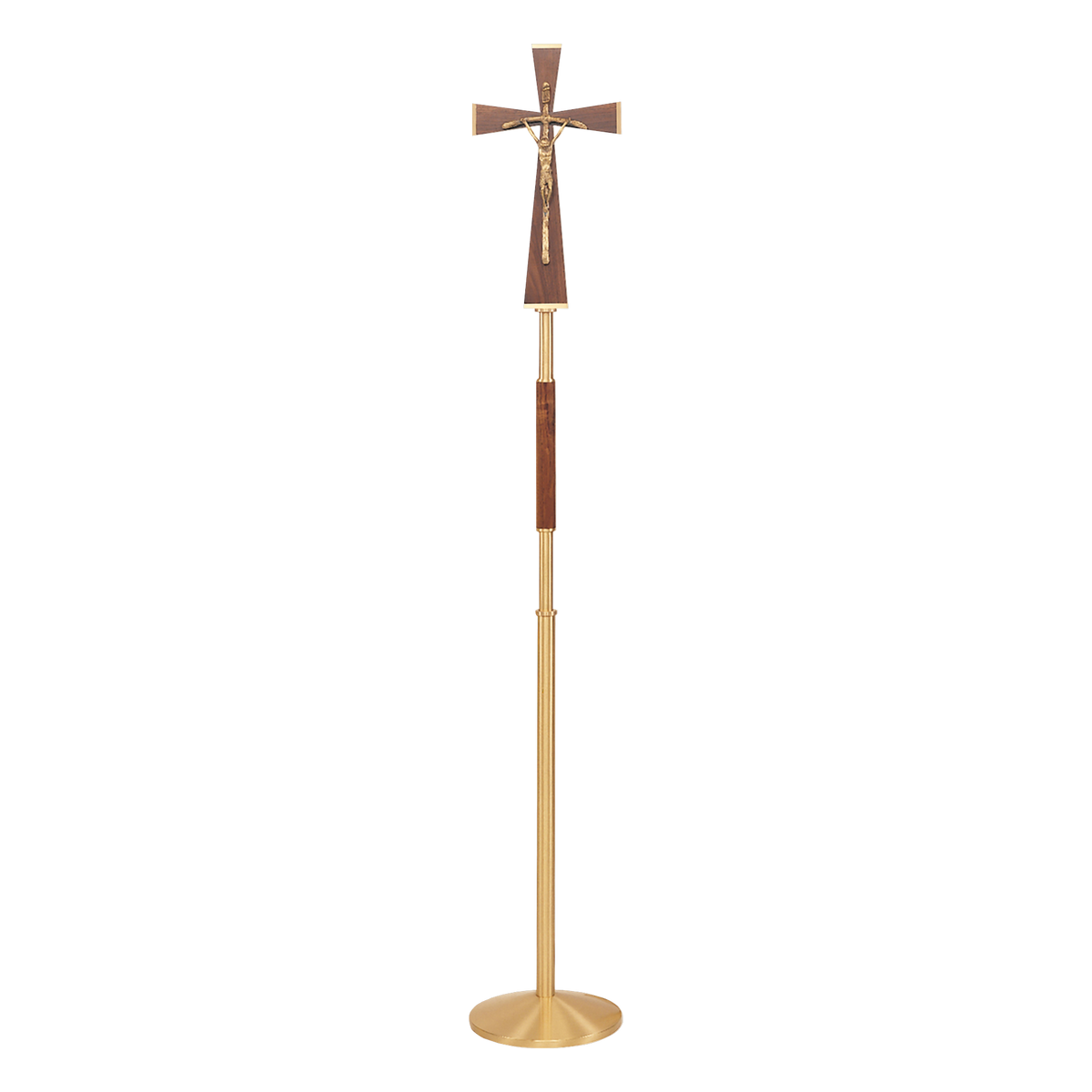 Koley's K630 satin bronze processional crucifix with walnut cross