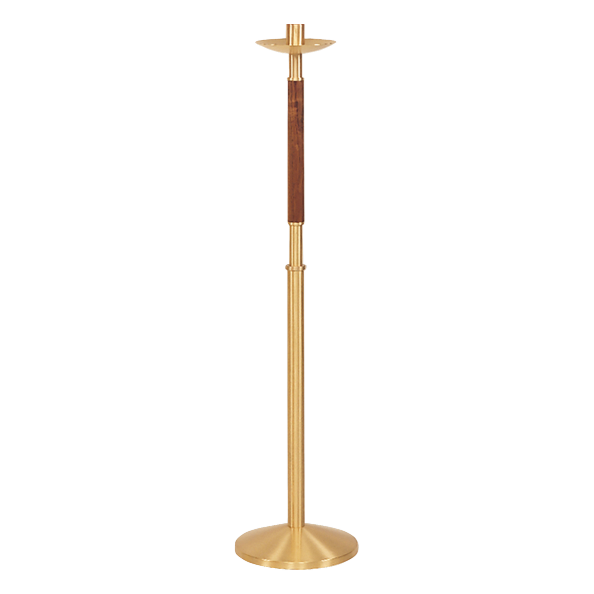 Koley's K631 satin bronze processional candlestick with walnut insert