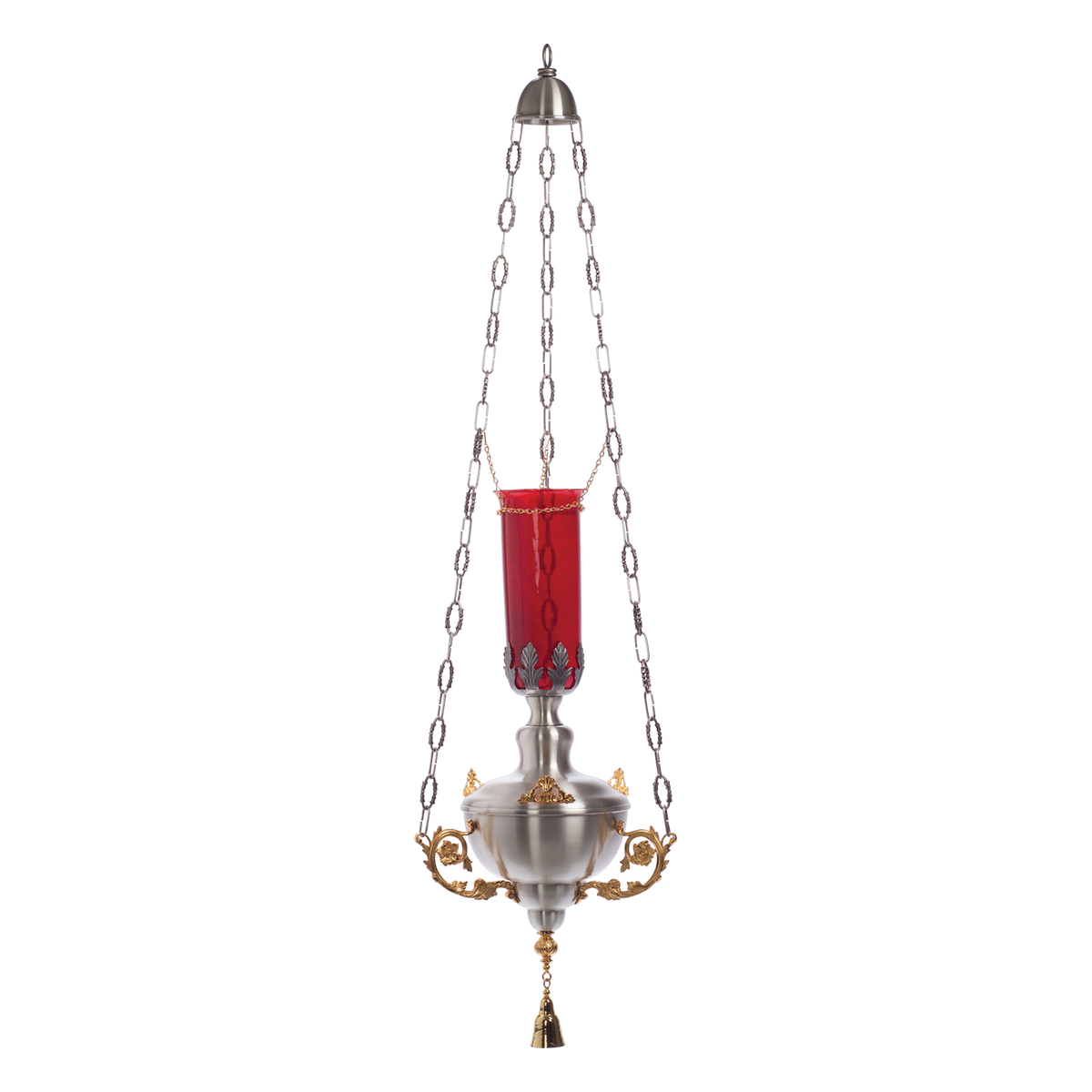 Koley's K663 silver plated hanging sanctuary lamp with gold accents