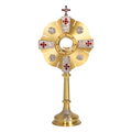 Koley's K682 two-tone gold monstrance with red stones