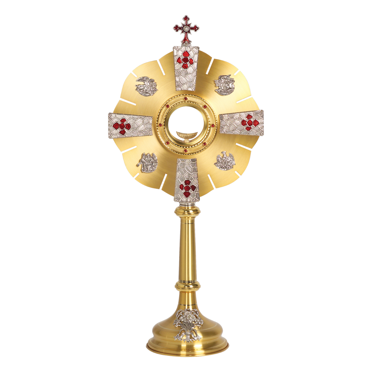 Koley's K682 two-tone gold monstrance with red stones