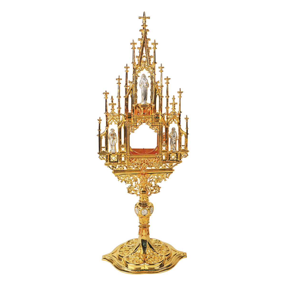 Koley's K711 gold plated monstrance with silver statues