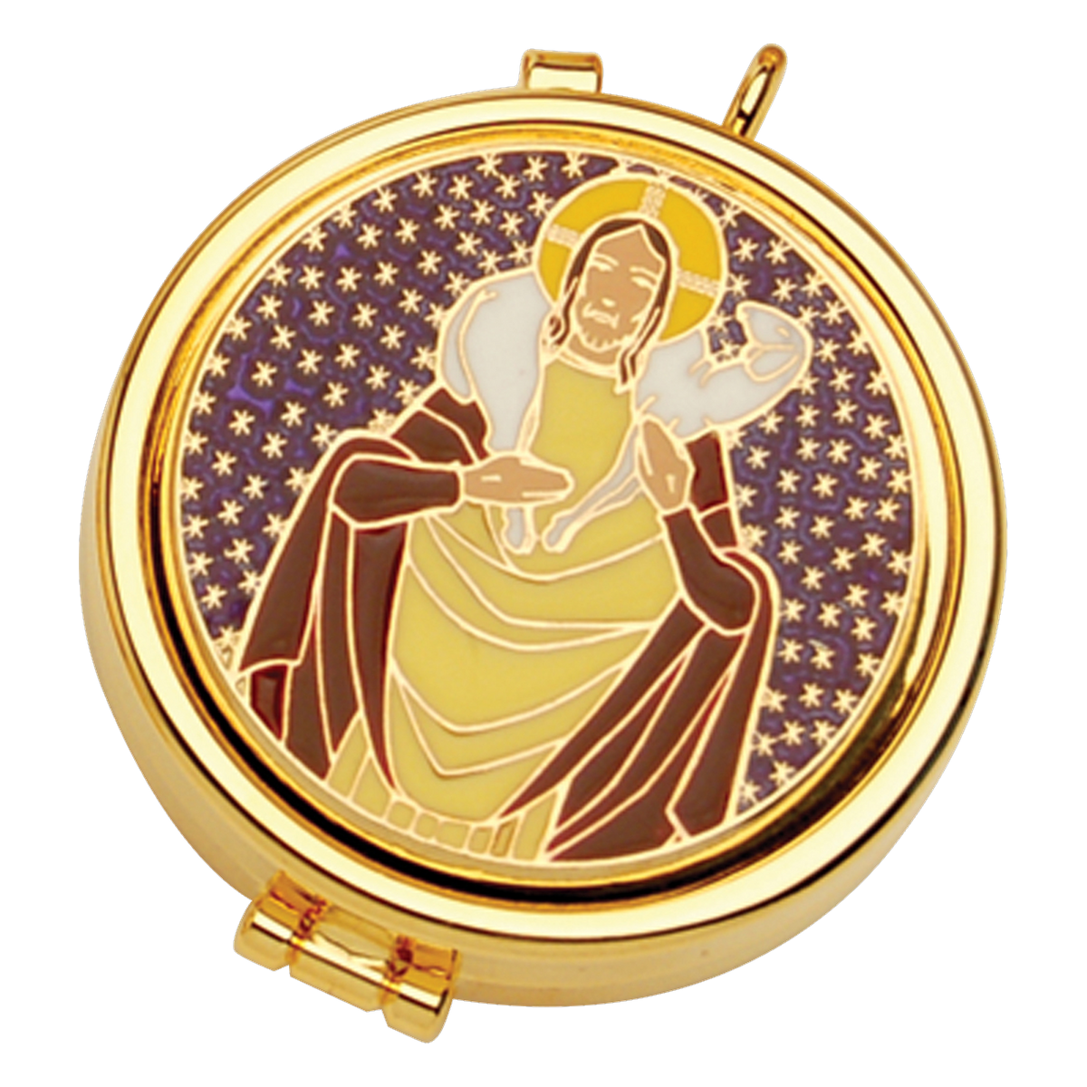Koley's K83 gold plated pyx with enameled emblem