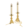 Koley's K862 gold plated electrified candlestick with flicker bulb