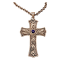 Koley's K917 oxidized silver pectoral cross with blue stone
