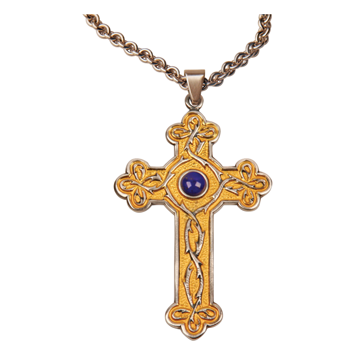 Koley's K918 crown of thorns pectoral cross with blue stone