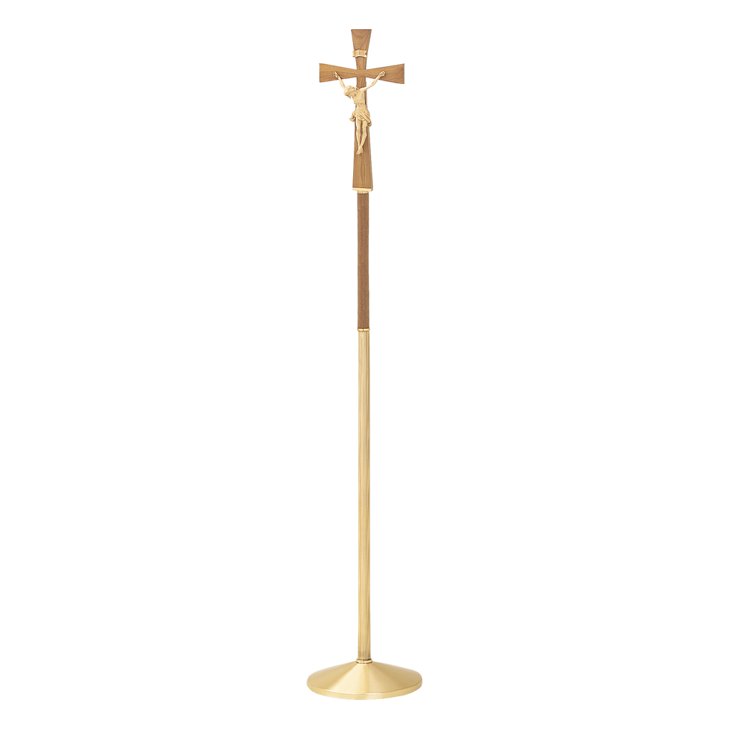 Koley's K960 satin bronze processional crucifix with walnut cross