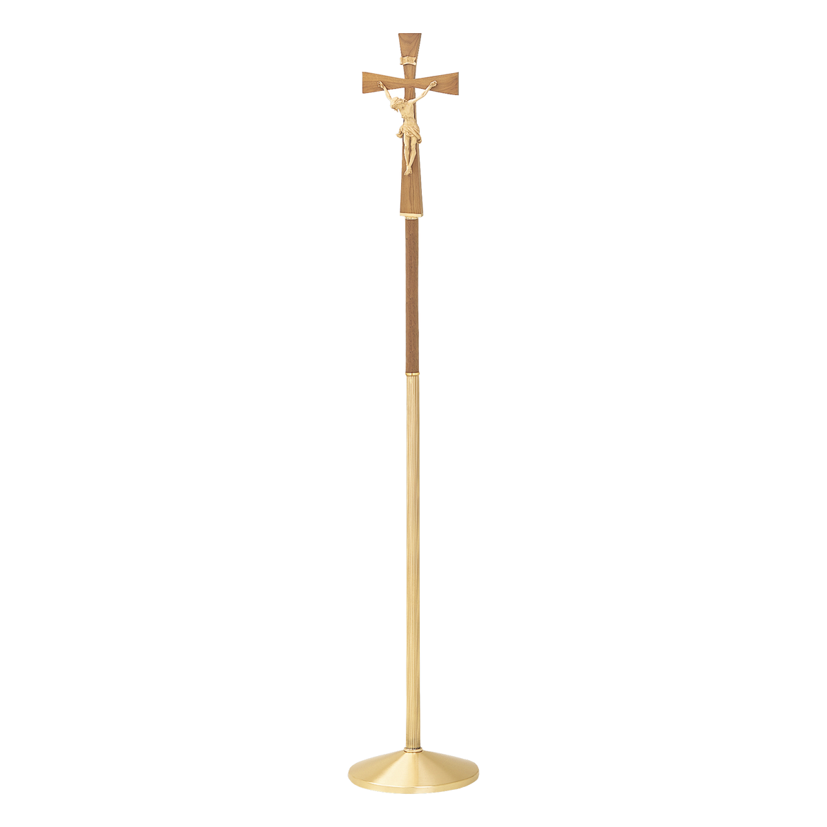 Koley's K960 satin bronze processional crucifix with walnut cross