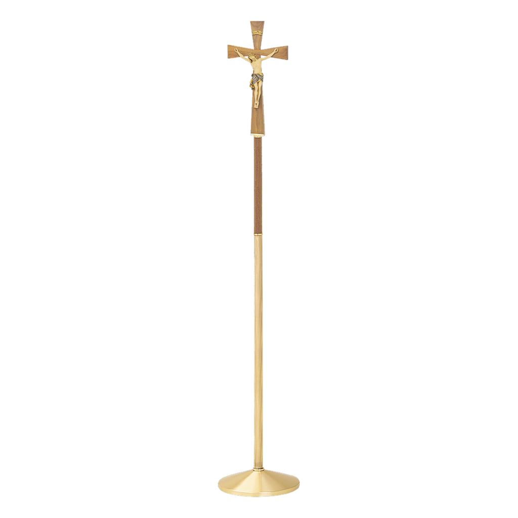 Koley's K960 satin bronze processional crucifix with walnut cross – alternate view 2 of 3