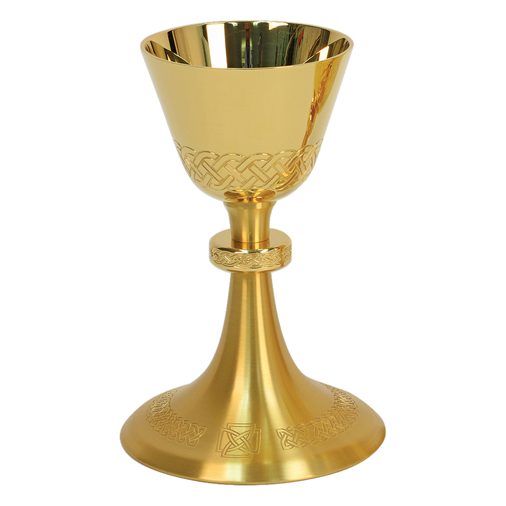 Koley's K972 gold plated chalice with engraved Celtic design