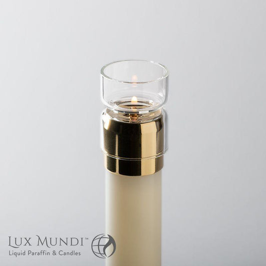 LMF00134 1-7/8" LUX MUNDI CANDELA GLASS DRAFT PROTECTOR Cathedral Candle Company