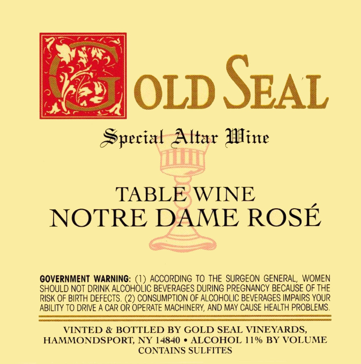 GOLD SEAL Notre Dame Rose' Altar Wine